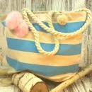 gestreifte Strandtasche hellblau