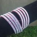 Wildleder-Optik Armband Strass - strassarmband pink1