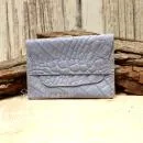Kartenetui Visitenkartenetui Businesscard Holder Leder Grau Muster Handmade 10cm
